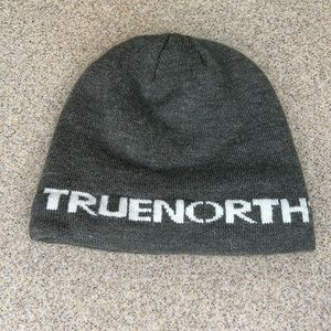 Truth North Gray Winter Knit Beanie wWhite Logo toddler baby One Size fits most